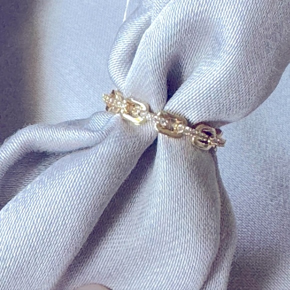 Stax 18k Gold Chain Link Diamond Ring - Picture 1 of 10